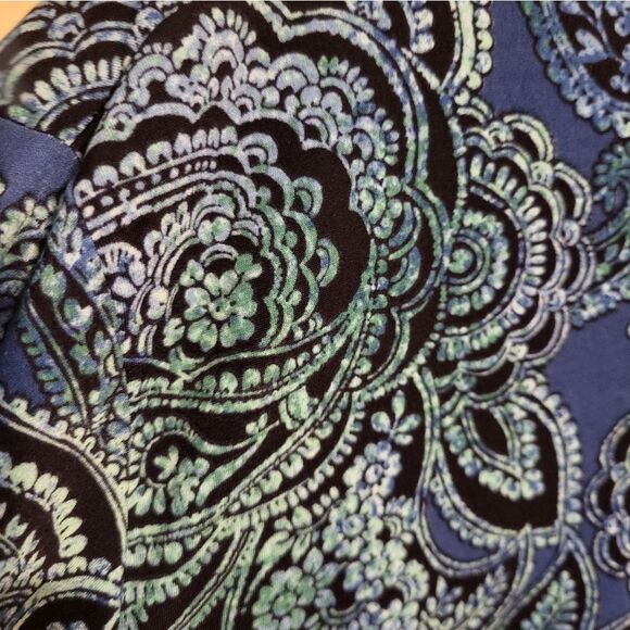 Susan Graver Liquid Knit Mock Collar Blue Green Tunic Blouse, Plus Size 3X - Picture 6 of 9